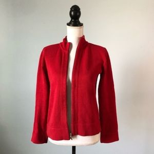 LIZ CLAIBORNE | Red Zipper Cardigan Sweater Jacket